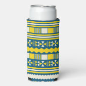 Rafraîchisseur Pour Canette Slim Vert bleu traditionnel Motif tribal (Seltzer Recto)