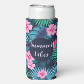 Rafraîchisseur Pour Canette Slim Vibes d'été Pink and Palm Leaf Tropical Floral (Seltzer Verso)