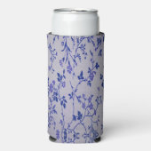 Rafraîchisseur Pour Canette Slim Vignes fleuries bleues gris (Seltzer Recto)