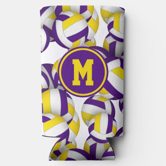 Rafraîchisseur Pour Canette Slim Violet or volleyballs motif monogrammé (Verso)