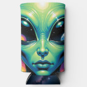 Rafraîchisseur Pour Canette Slim Visage Alien avec des planètes Réflexions dans les (Recto)
