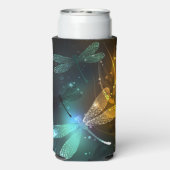 Rafraîchisseur Pour Canette Slim Vol de libellule verte lumineuse (Seltzer Verso)