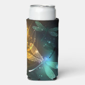 Rafraîchisseur Pour Canette Slim Vol de libellule verte lumineuse (Seltzer Recto)