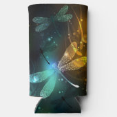 Rafraîchisseur Pour Canette Slim Vol de libellule verte lumineuse (Verso)