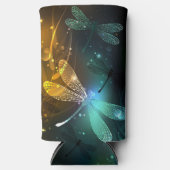 Rafraîchisseur Pour Canette Slim Vol de libellule verte lumineuse (Recto)