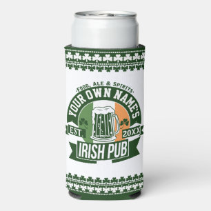 Rafraîchisseur Pour Canette Slim Votre nom Irish Pub   Barre irlandaise Monogram
