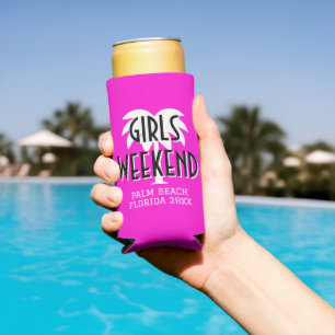 Rafraîchisseur Pour Canette Slim Voyage de week-end pour filles personnalisé rose