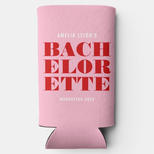 Rafraîchisseur Pour Canette Slim Week-end de célibataire rose et rouge gras (Verso)