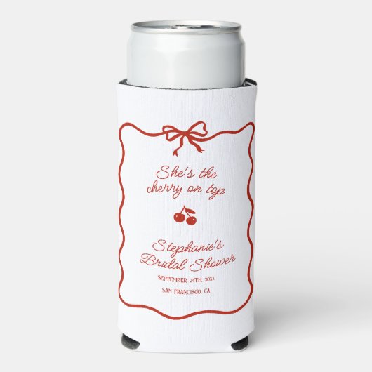 Rafraîchisseur Pour Canette Slim Whimsy Red Elle est la cerise sur la Fête des mari (Seltzer Recto)