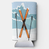 Rafraîchisseur Pour Canette Slim Winter Ski nom personnalisé (Verso)