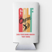 Rafraîchisseur Pour Canette Slim Women's GOLF QUEEN Nom personnalisé (Verso)
