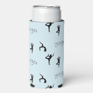 Rafraîchisseur Pour Canette Slim Yoga pose et texte motif sur bleu