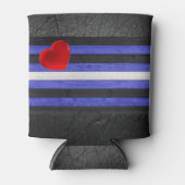 Rafraîchisseur Pour Canette SlipperyJoe's cuir drapeau orgueil noir bleu royal (Devant)