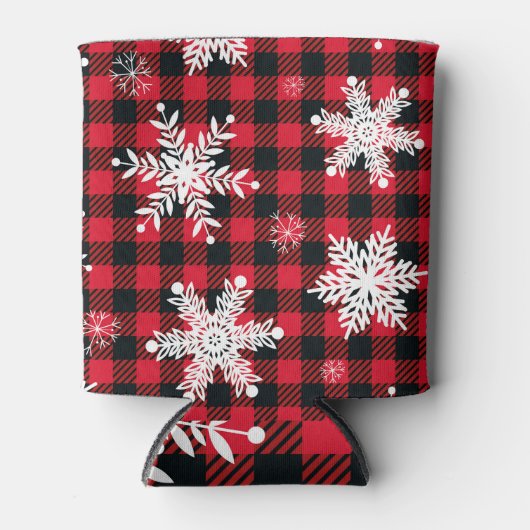Rafraîchisseur Pour Canette Snowflakes & Buffalo Plaid : Charme hivernal (Devant)