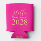 Rafraîchisseur Pour Canette Soirée du Nouvel An rose vif (Dos)