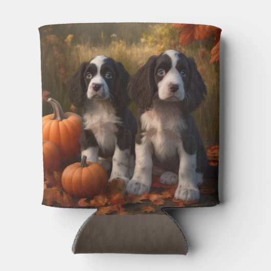 Rafraîchisseur Pour Canette Springer Spaniel Chiot Automne Citrouille de plais (Dos)