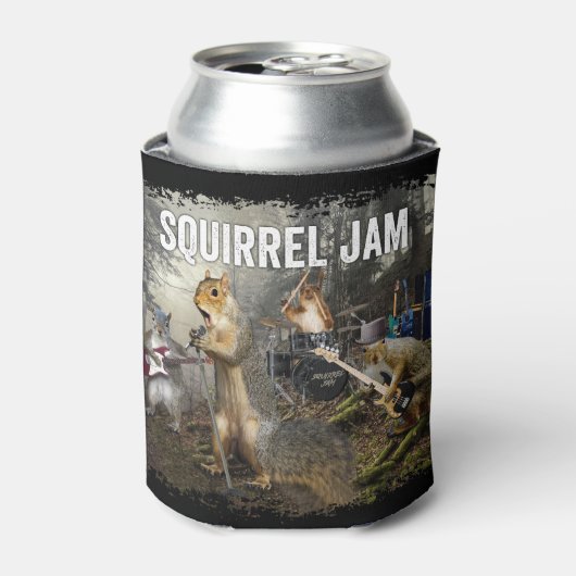Rafraîchisseur Pour Canette Squirrel Jam - drôle de groupe de rock (Can devant)