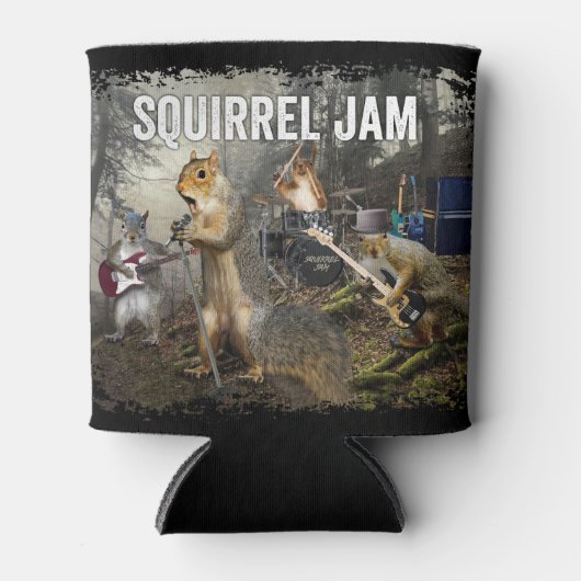 Rafraîchisseur Pour Canette Squirrel Jam - drôle de groupe de rock (Devant)