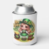 Rafraîchisseur Pour Canette St. Patrick's Day mignonne Animée fille Leprechaun (Can devant)
