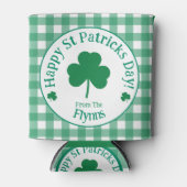 Rafraîchisseur Pour Canette St Patricks Day NAME Irish Clover Green Check (Devant)