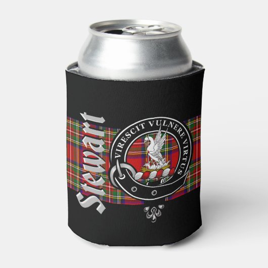 Rafraîchisseur Pour Canette Stewart Clan Badge & Tartan (Can devant)