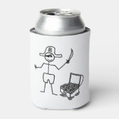 Rafraîchisseur Pour Canette Stickman Pirate Avec Poitrine Au Trésor (Can devant)