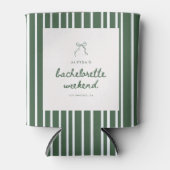 Rafraîchisseur Pour Canette Striped Green Coquette Bow Bachelorette Weekend (Devant)