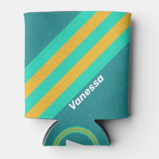 Rafraîchisseur Pour Canette Stripes de mer éclairées avec nom (Devant)