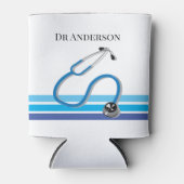 Rafraîchisseur Pour Canette Stylé Blue Stripes et Stethoscope Doctor (Devant)