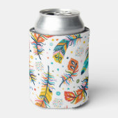 Rafraîchisseur Pour Canette Style Boho, motif en plumes sans soudure. (Can devant)