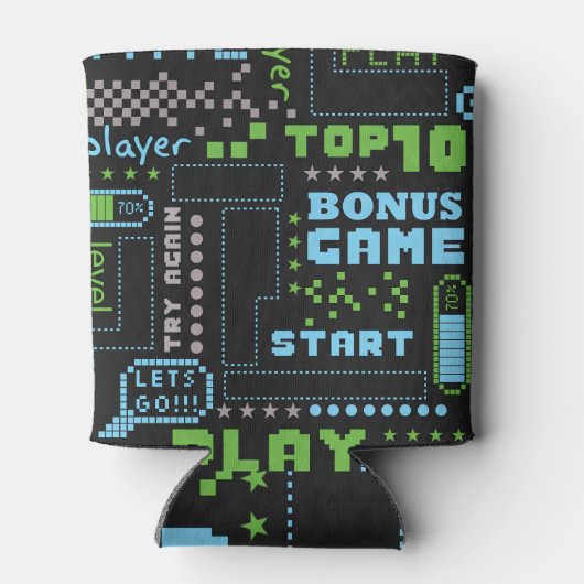 Rafraîchisseur Pour Canette Style de jeu Pixel : motif abstrait transparent (Dos)