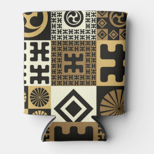 Rafraîchisseur Pour Canette Style japonais, or noir sans couture motif.