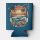Rafraîchisseur Pour Canette Sunset Beach Palm Tree Drôle vacances d'été (Devant)
