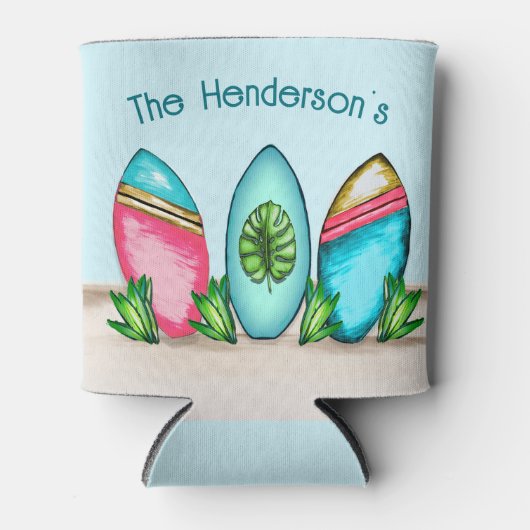 Rafraîchisseur Pour Canette Surf Rétro, Rose, (Devant)