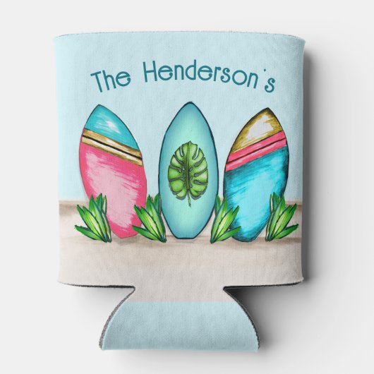 Rafraîchisseur Pour Canette Surf Rétro, Rose, (Dos)