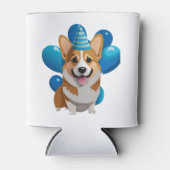 Rafraîchisseur Pour Canette T-shirt classique d'anniversaire de Corgi bleu (1) (Devant)