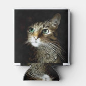 Rafraîchisseur Pour Canette Tabby Chat Aux Yeux Verts Isolé Sur Noir (Dos)