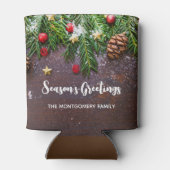 Rafraîchisseur Pour Canette Table de Noël rustique avec pin et neige (Dos)