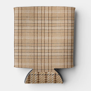 Rafraîchisseur Pour Canette Tartan Beige : Tissu Plaid Classique.