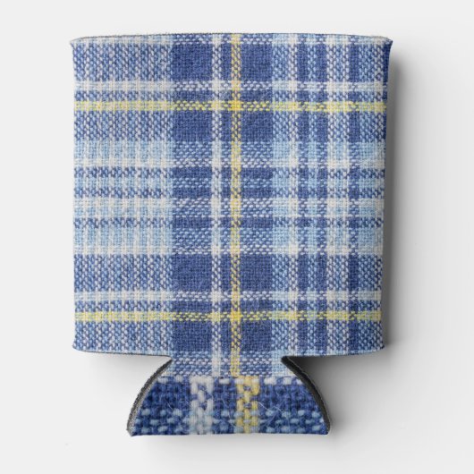 Rafraîchisseur Pour Canette Tartan jaune bleu : Plaid tendance (Devant)