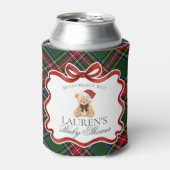 Rafraîchisseur Pour Canette Tartan Plaid Christmas Bear Baby Shower Favor (Can devant)