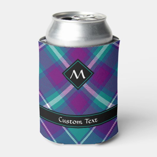 Rafraîchisseur Pour Canette Tartan vert de mer, violet et bleu (Can devant)
