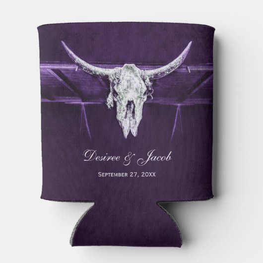 Rafraîchisseur Pour Canette Taureau occidental Crâne pourpre foncé blanc rusti (Dos)