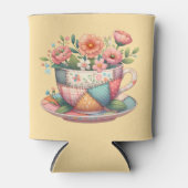 Rafraîchisseur Pour Canette Teacup Patchwork avec Fleurs Whimsical (Devant)