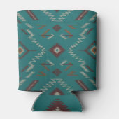 Rafraîchisseur Pour Canette Teal Navajo Tribal Geometric Pattern (Dos)