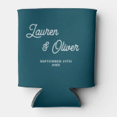 Rafraîchisseur Pour Canette Teal Script Minimalist Wedding (Devant)