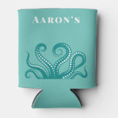 Rafraîchisseur Pour Canette Tentacles d'octopus blanc et aqua personnalisés (Devant)