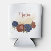 Rafraîchisseur Pour Canette terre cuite bleu marine floral vert (Devant)