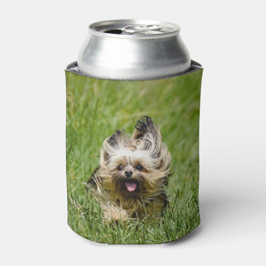 Rafraîchisseur Pour Canette Terrier Yorkshire mignon Traversant L'Herbe (Can devant)