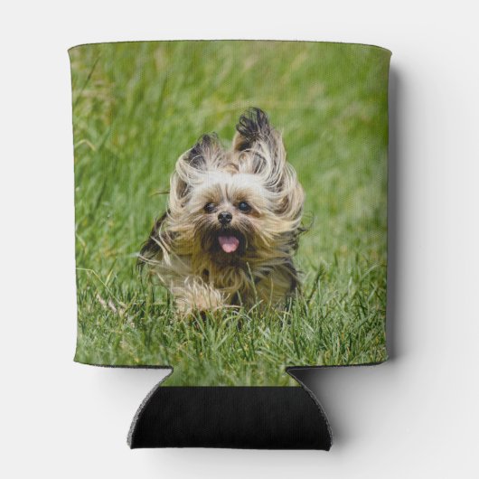 Rafraîchisseur Pour Canette Terrier Yorkshire mignon Traversant L'Herbe (Dos)